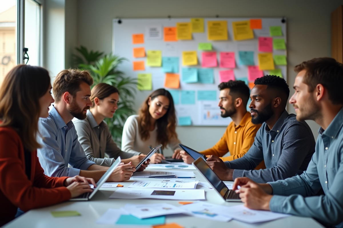 Groupe de personnes collaborant autour d