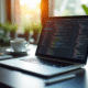 Espace de travail moderne avec code API et diagrammes