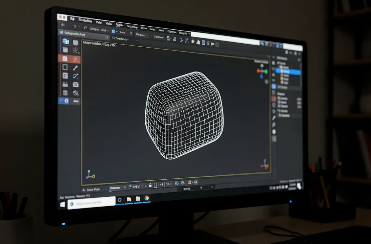 Modélisation 3D dans Blender sur un écran de bureau