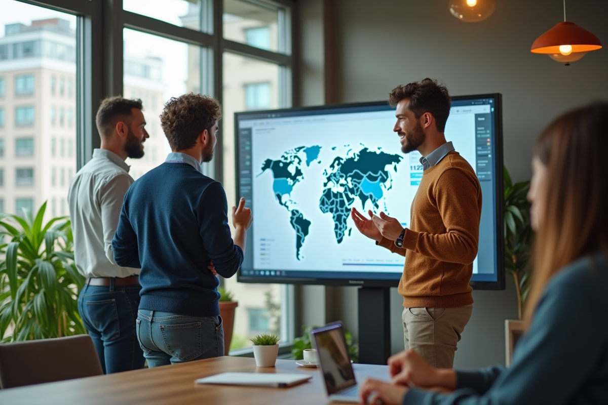 Groupe diversifié en réunion d